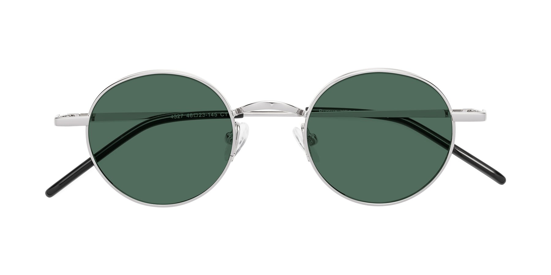 Folded Front of Pursue in Silver with Green Polarized Lenses