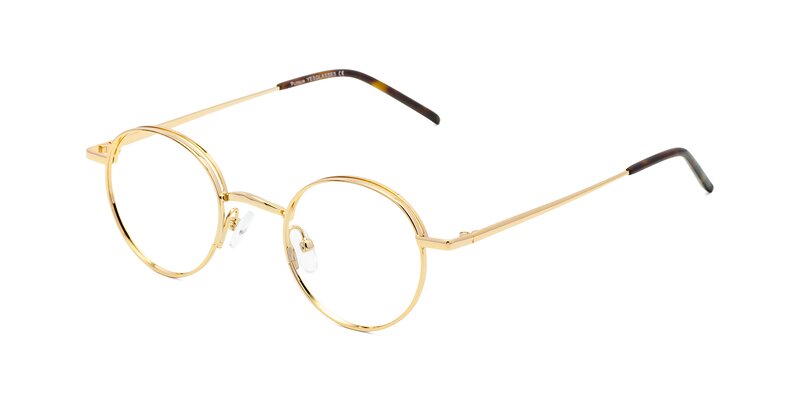 Gold Retro-Vintage Metal Round Eyeglasses - Pursue