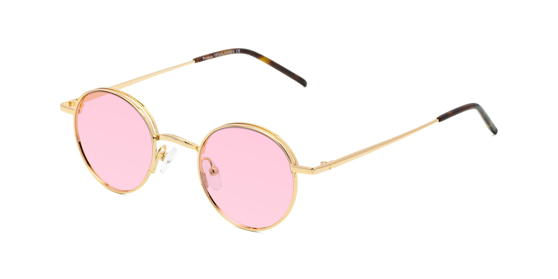 Angle of Pursue in Gold with Light Pink Tinted Lenses