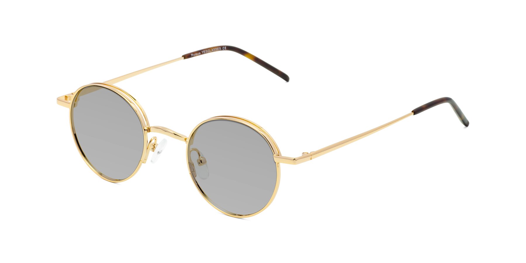 Angle of Pursue in Gold with Light Gray Tinted Lenses