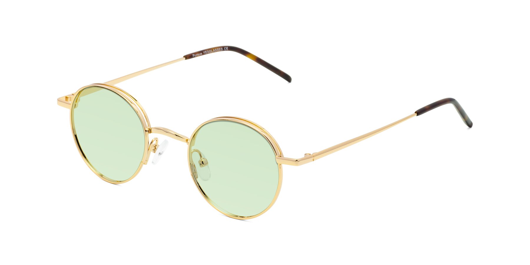 Angle of Pursue in Gold with Light Green Tinted Lenses