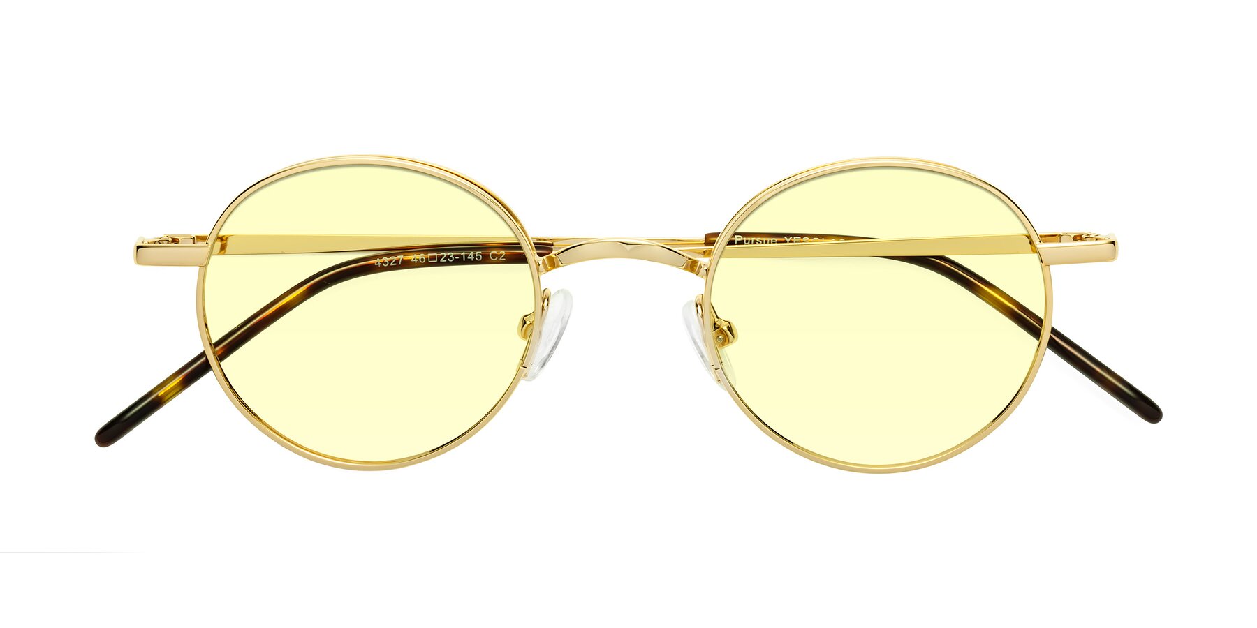 Folded Front of Pursue in Gold with Light Yellow Tinted Lenses