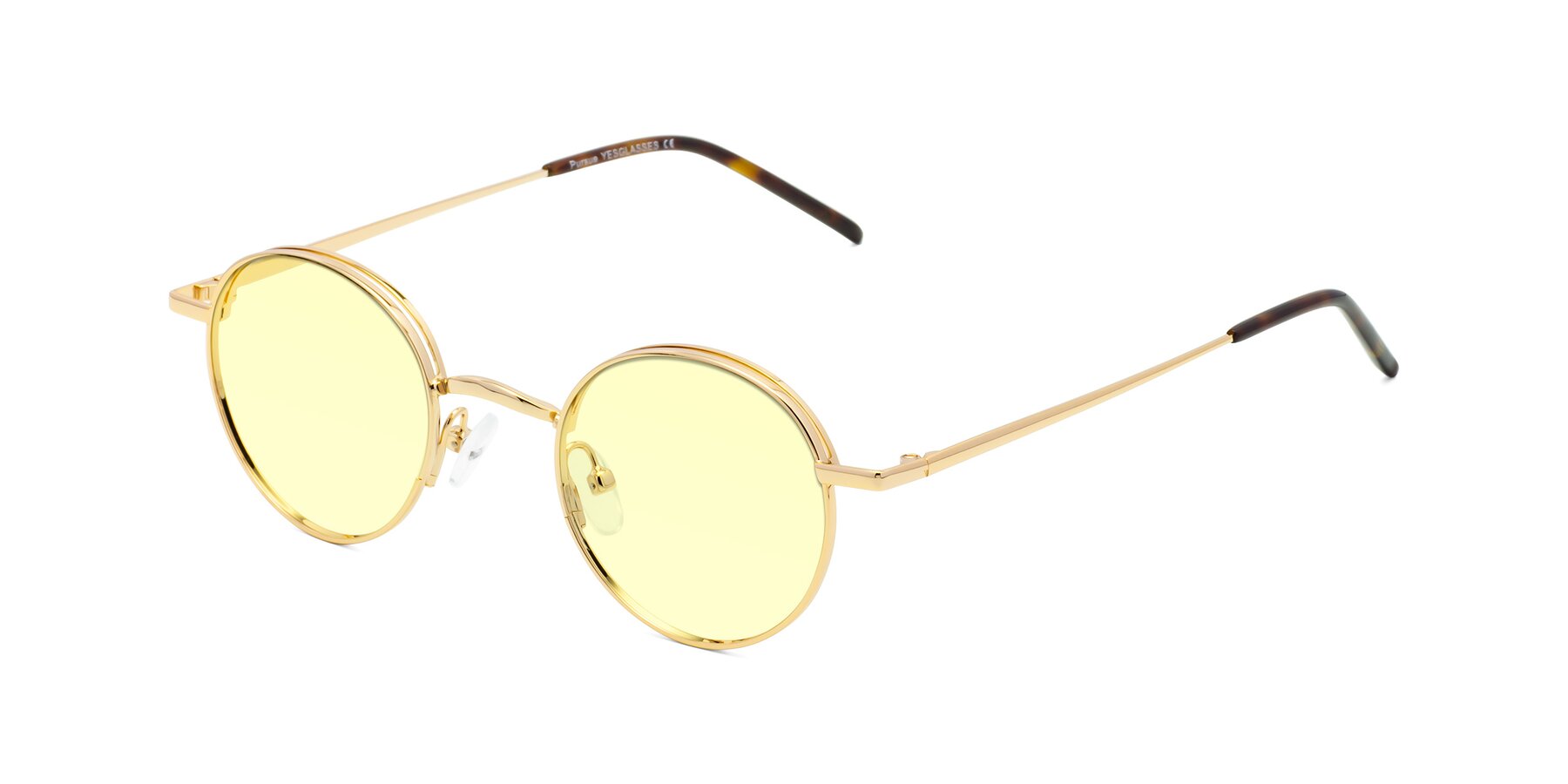 Angle of Pursue in Gold with Light Yellow Tinted Lenses