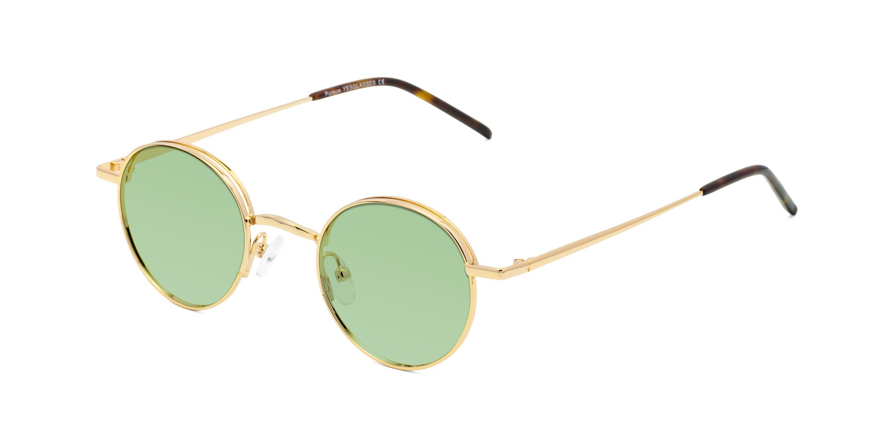 Angle of Pursue in Gold with Medium Green Tinted Lenses