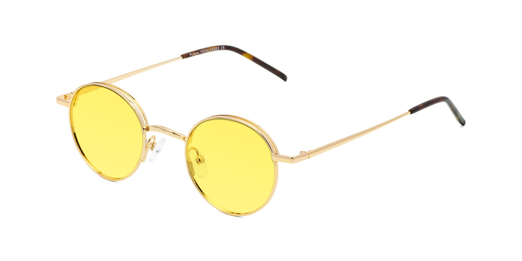 Angle of Pursue in Gold with Medium Yellow Tinted Lenses