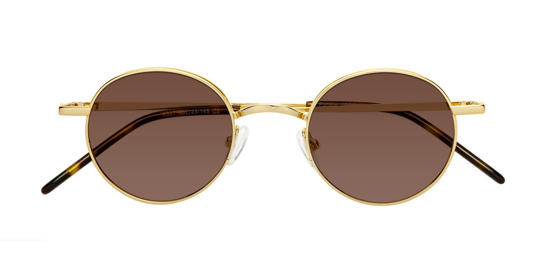 Folded Front of Pursue in Gold with Brown Tinted Lenses