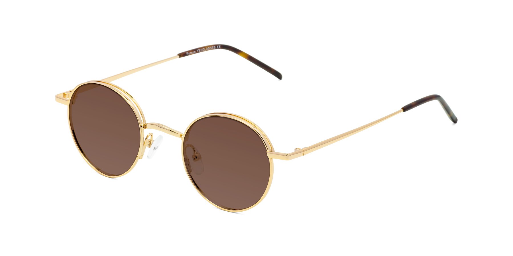 Angle of Pursue in Gold with Brown Tinted Lenses