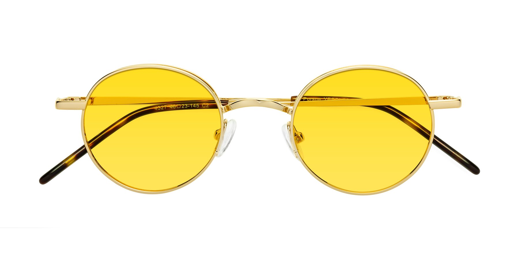 Folded Front of Pursue in Gold with Yellow Tinted Lenses