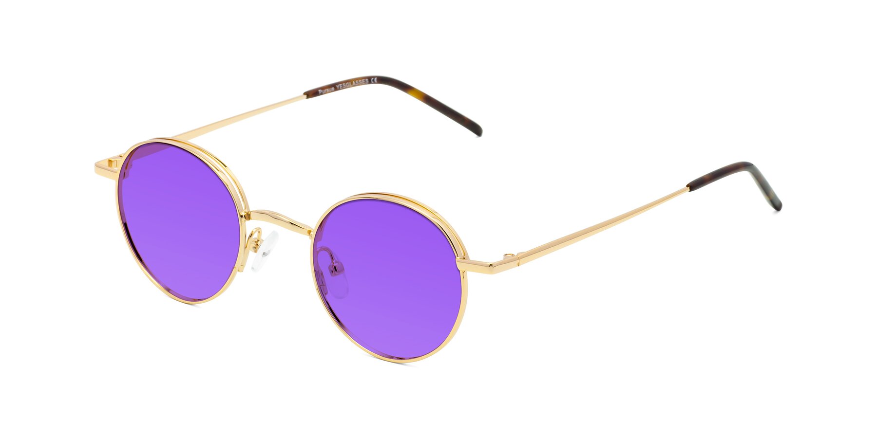 Angle of Pursue in Gold with Purple Tinted Lenses