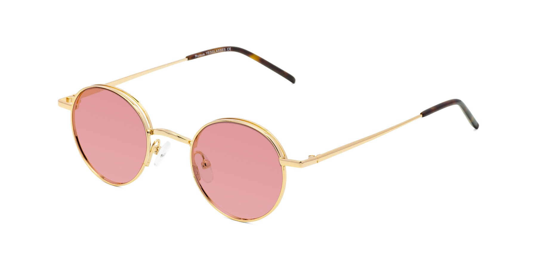 Angle of Pursue in Gold with Medium Garnet Tinted Lenses