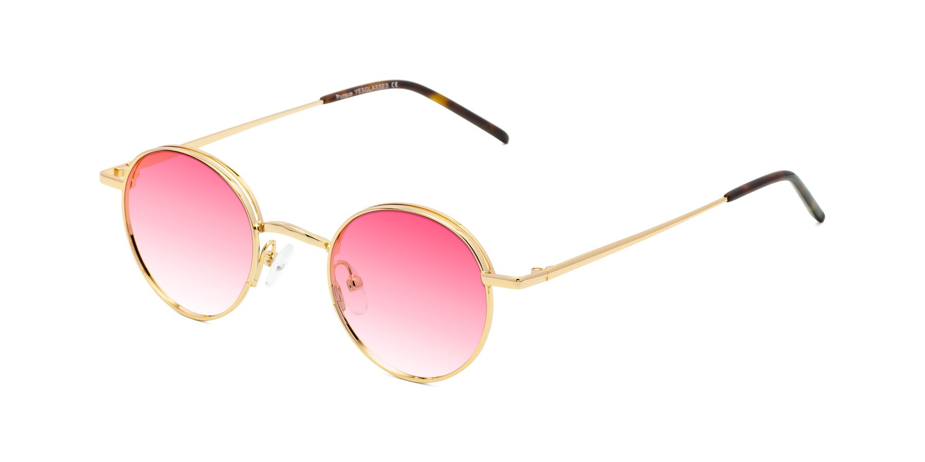 Angle of Pursue in Gold with Pink Gradient Lenses