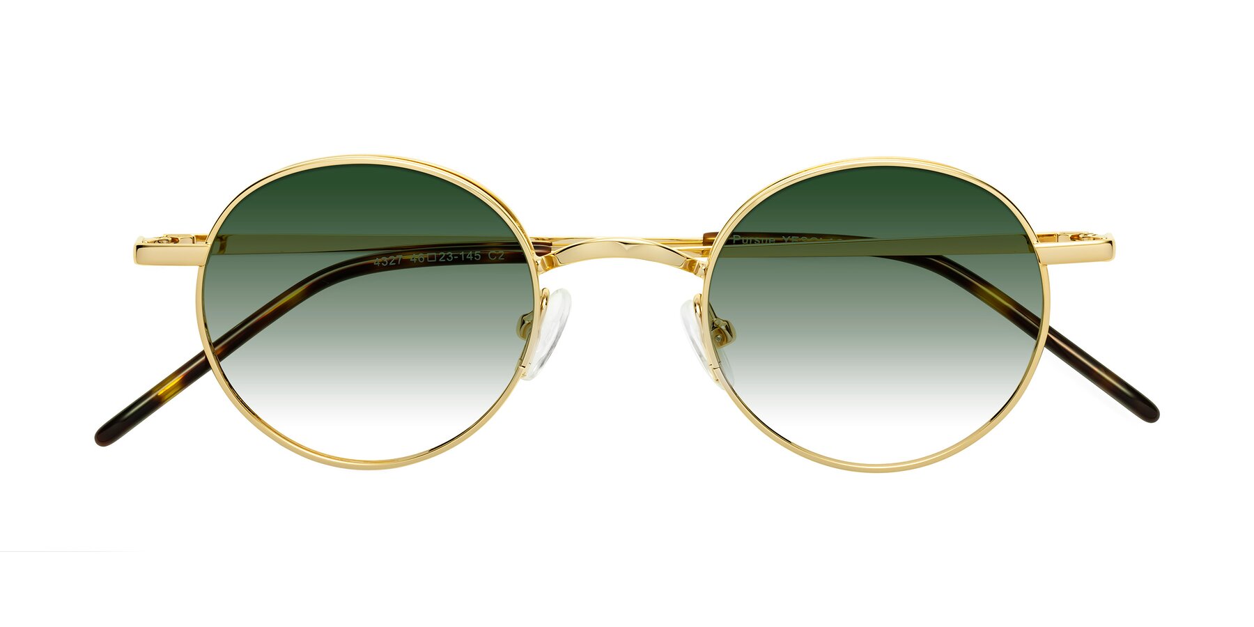 Folded Front of Pursue in Gold with Green Gradient Lenses