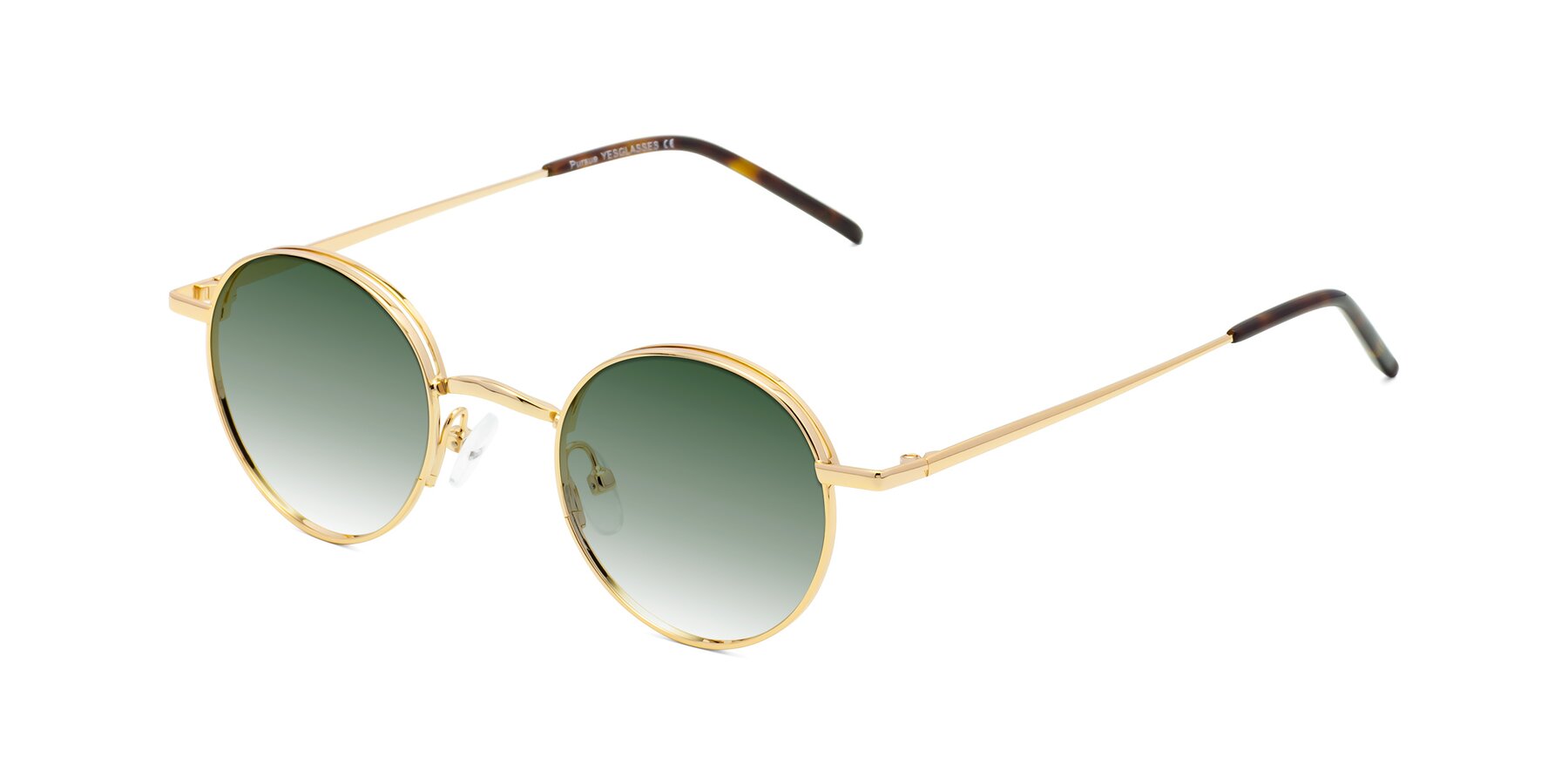 Angle of Pursue in Gold with Green Gradient Lenses
