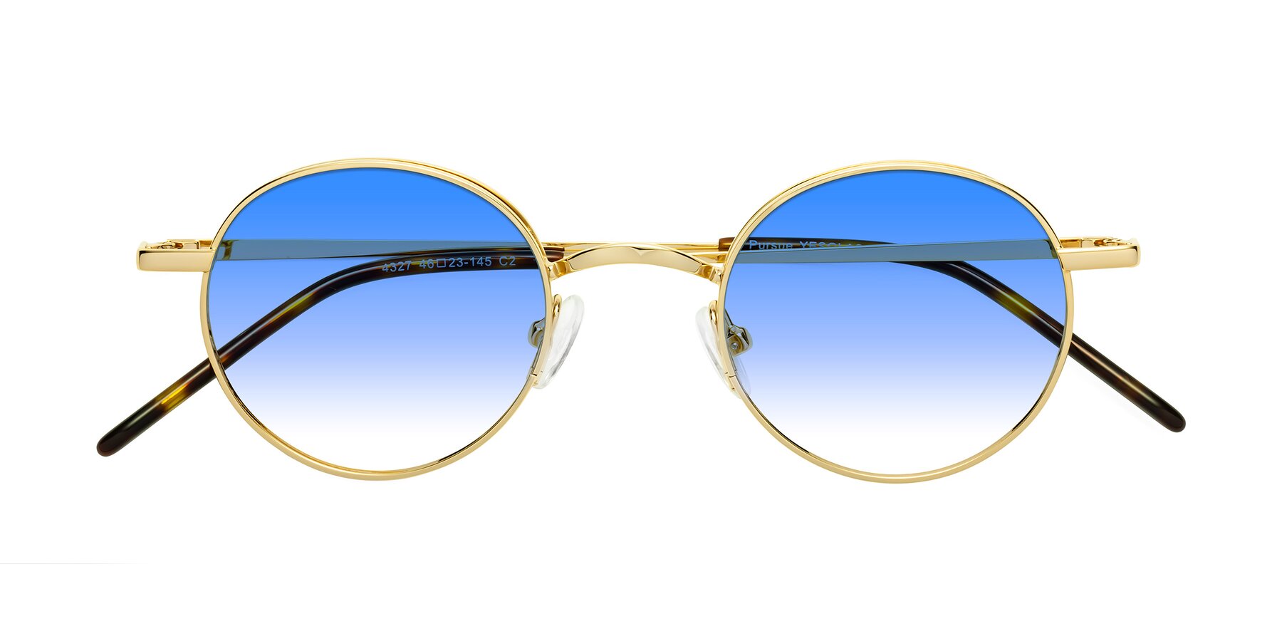 Folded Front of Pursue in Gold with Blue Gradient Lenses