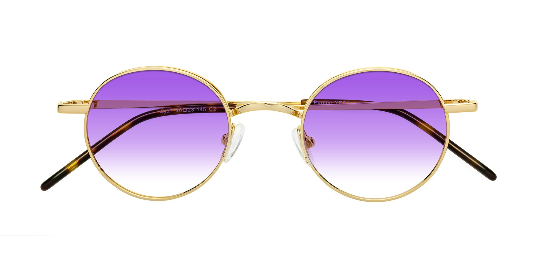 Folded Front of Pursue in Gold with Purple Gradient Lenses
