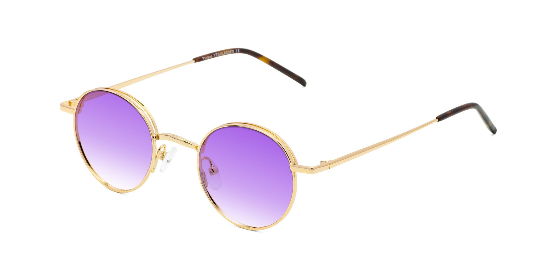 Angle of Pursue in Gold with Purple Gradient Lenses