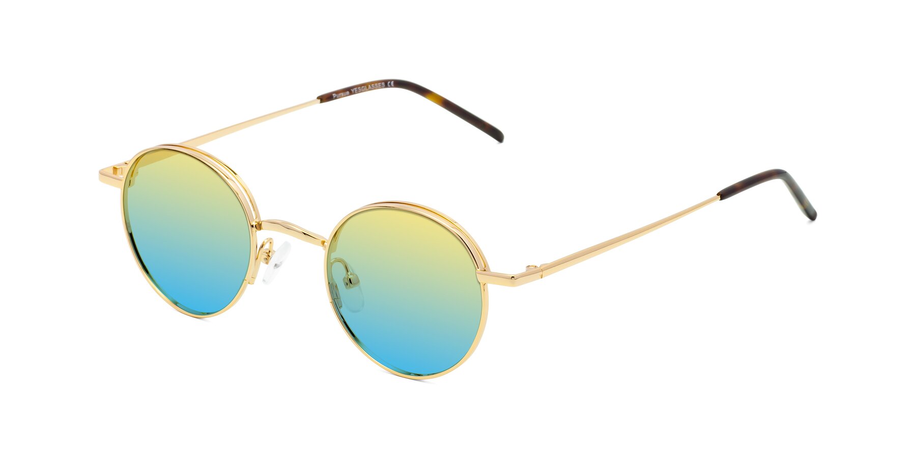 Angle of Pursue in Gold with Yellow / Blue Gradient Lenses