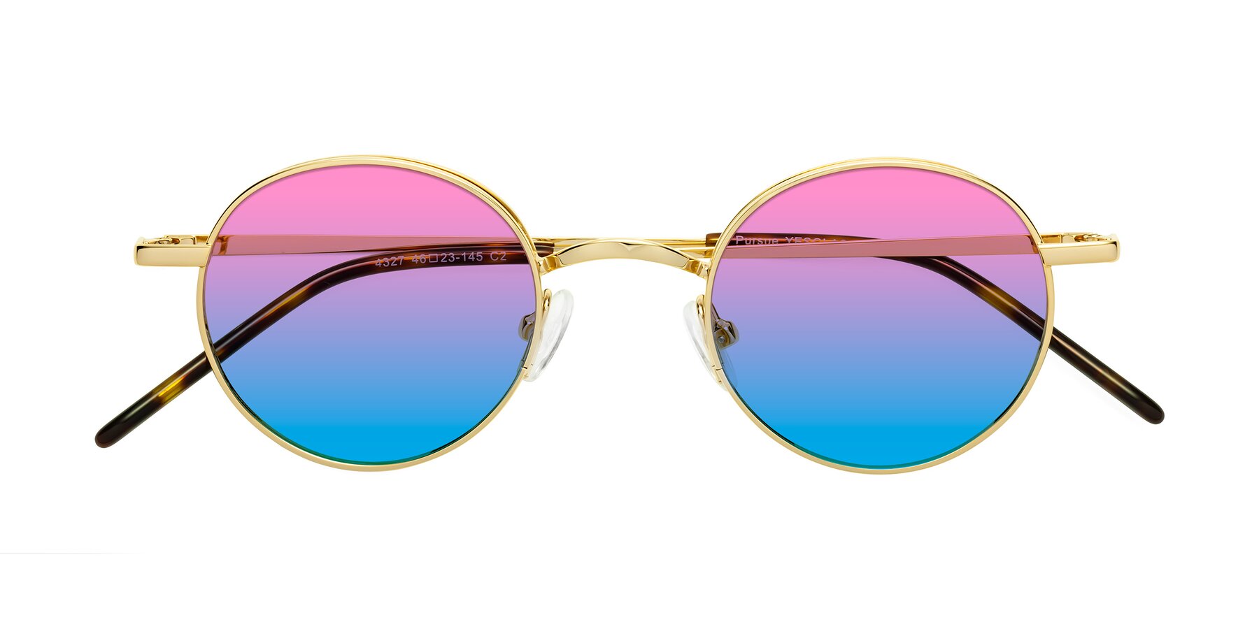 Folded Front of Pursue in Gold with Pink / Blue Gradient Lenses