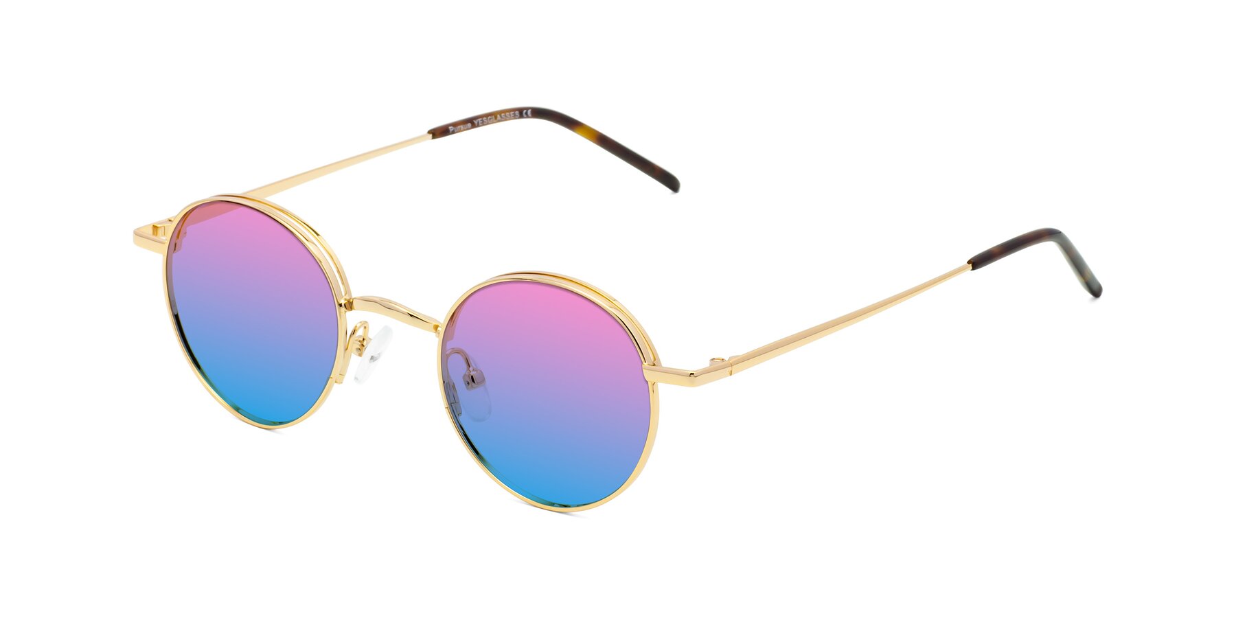 Angle of Pursue in Gold with Pink / Blue Gradient Lenses