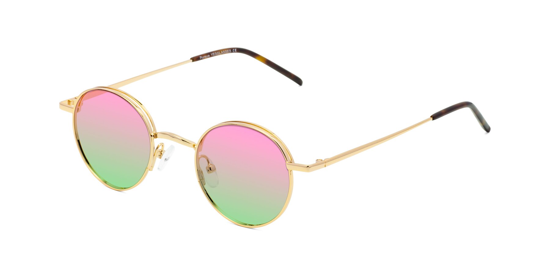 Angle of Pursue in Gold with Pink / Green Gradient Lenses