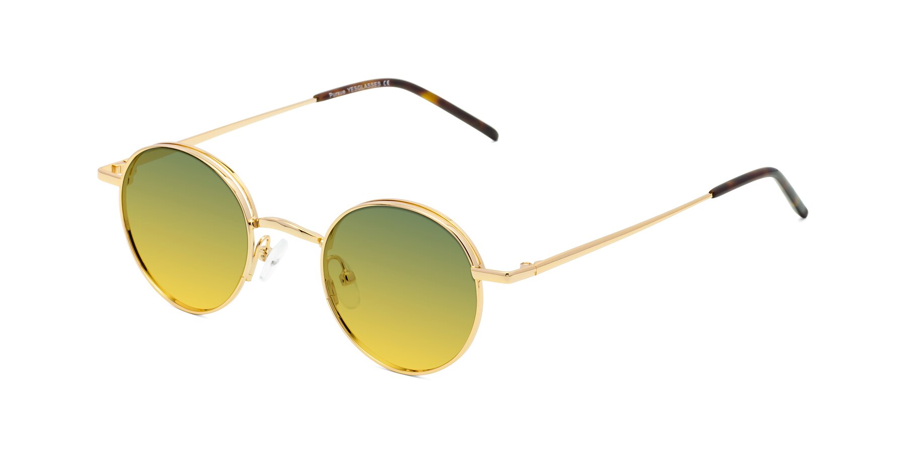 Angle of Pursue in Gold with Green / Yellow Gradient Lenses