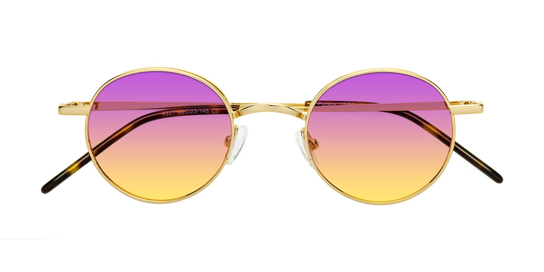 Folded Front of Pursue in Gold with Purple / Yellow Gradient Lenses