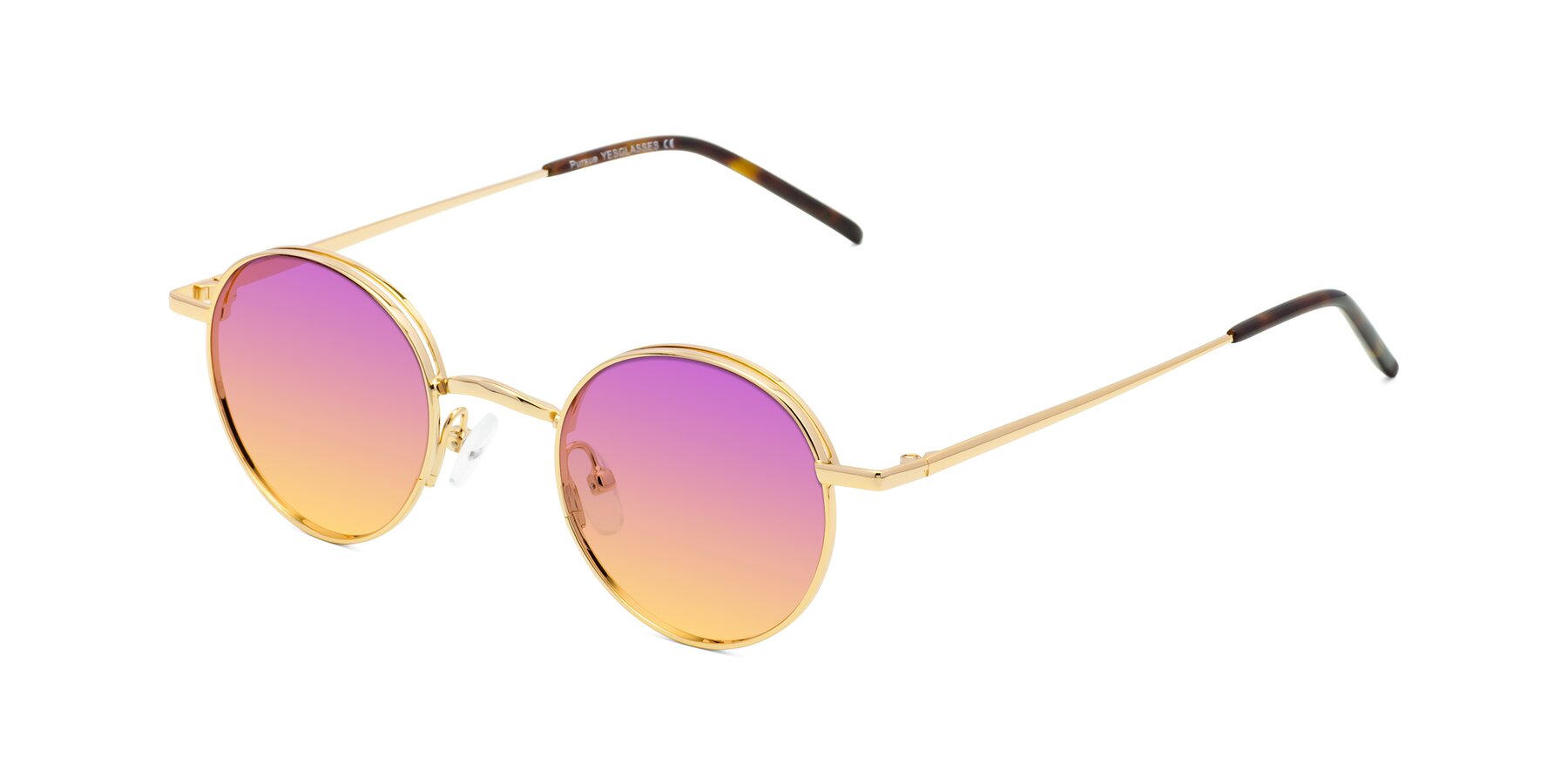 Angle of Pursue in Gold with Purple / Yellow Gradient Lenses