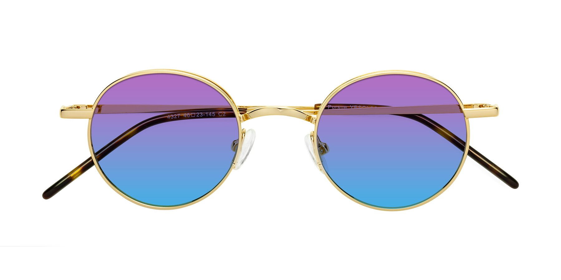 Folded Front of Pursue in Gold with Purple / Blue Gradient Lenses