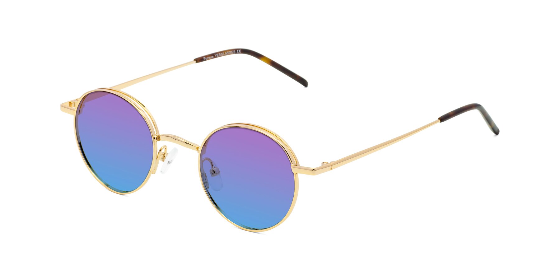 Angle of Pursue in Gold with Purple / Blue Gradient Lenses