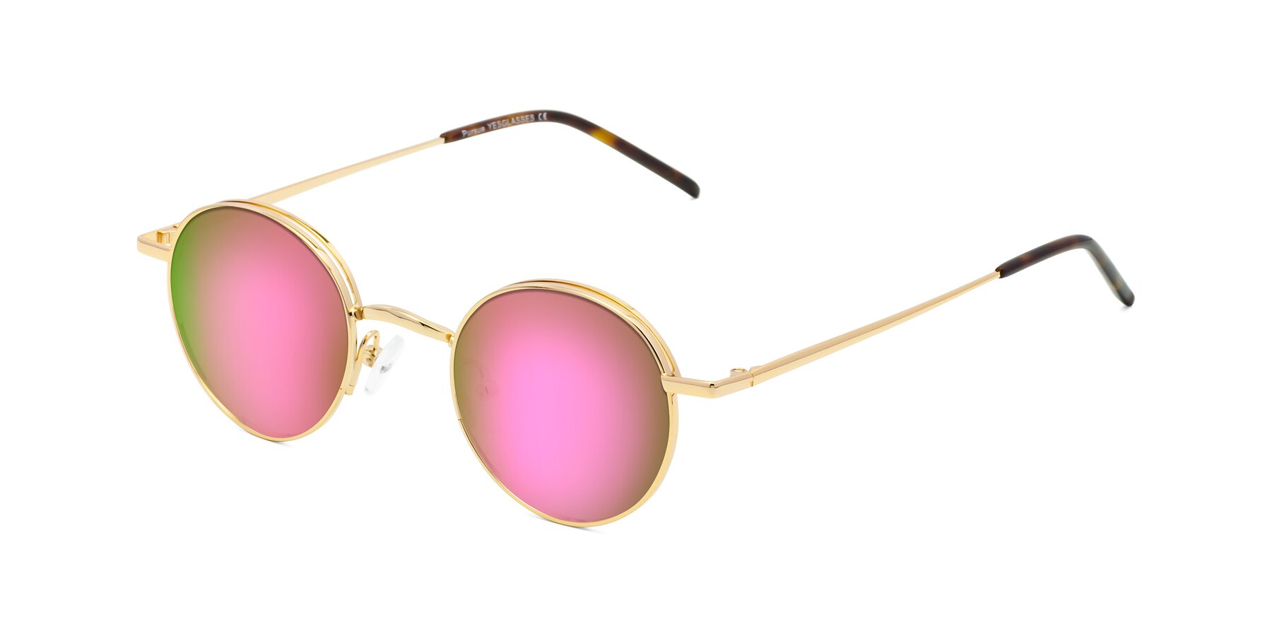 Angle of Pursue in Gold with Pink Mirrored Lenses