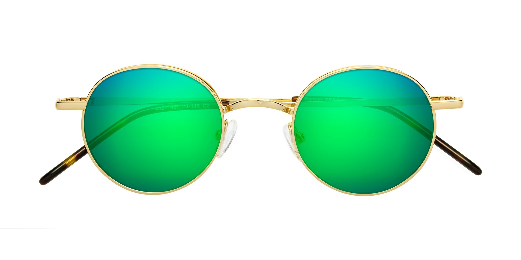 Folded Front of Pursue in Gold with Green Mirrored Lenses