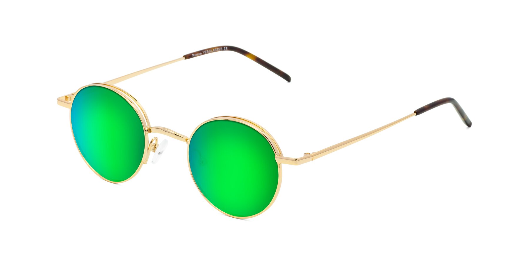 Angle of Pursue in Gold with Green Mirrored Lenses