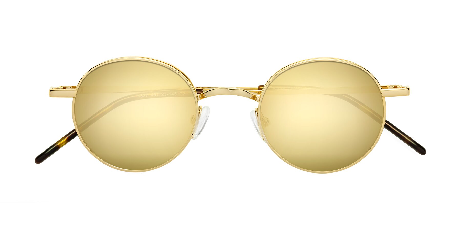 Folded Front of Pursue in Gold with Gold Mirrored Lenses