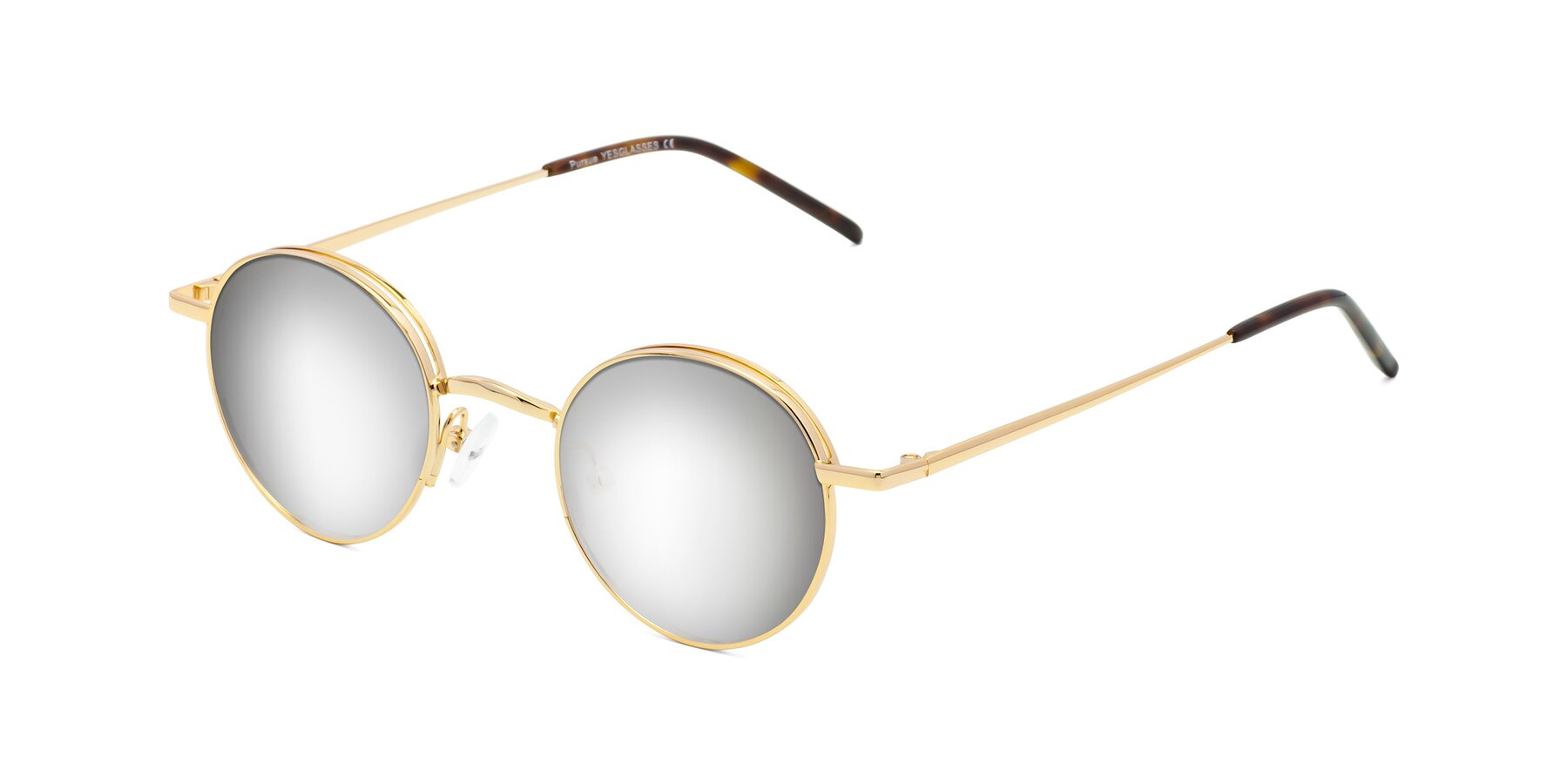 Angle of Pursue in Gold with Silver Mirrored Lenses