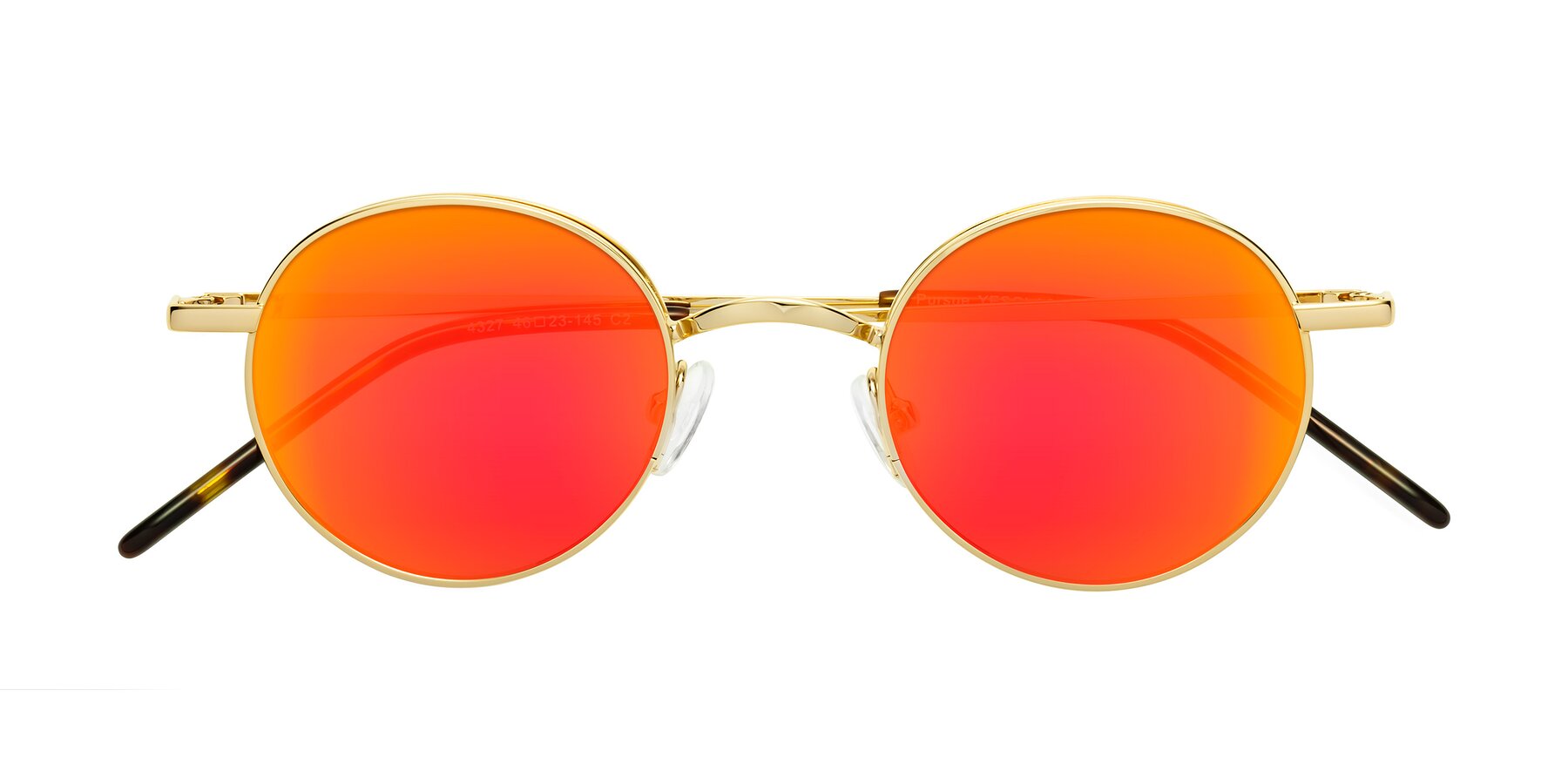 Folded Front of Pursue in Gold with Red Gold Mirrored Lenses