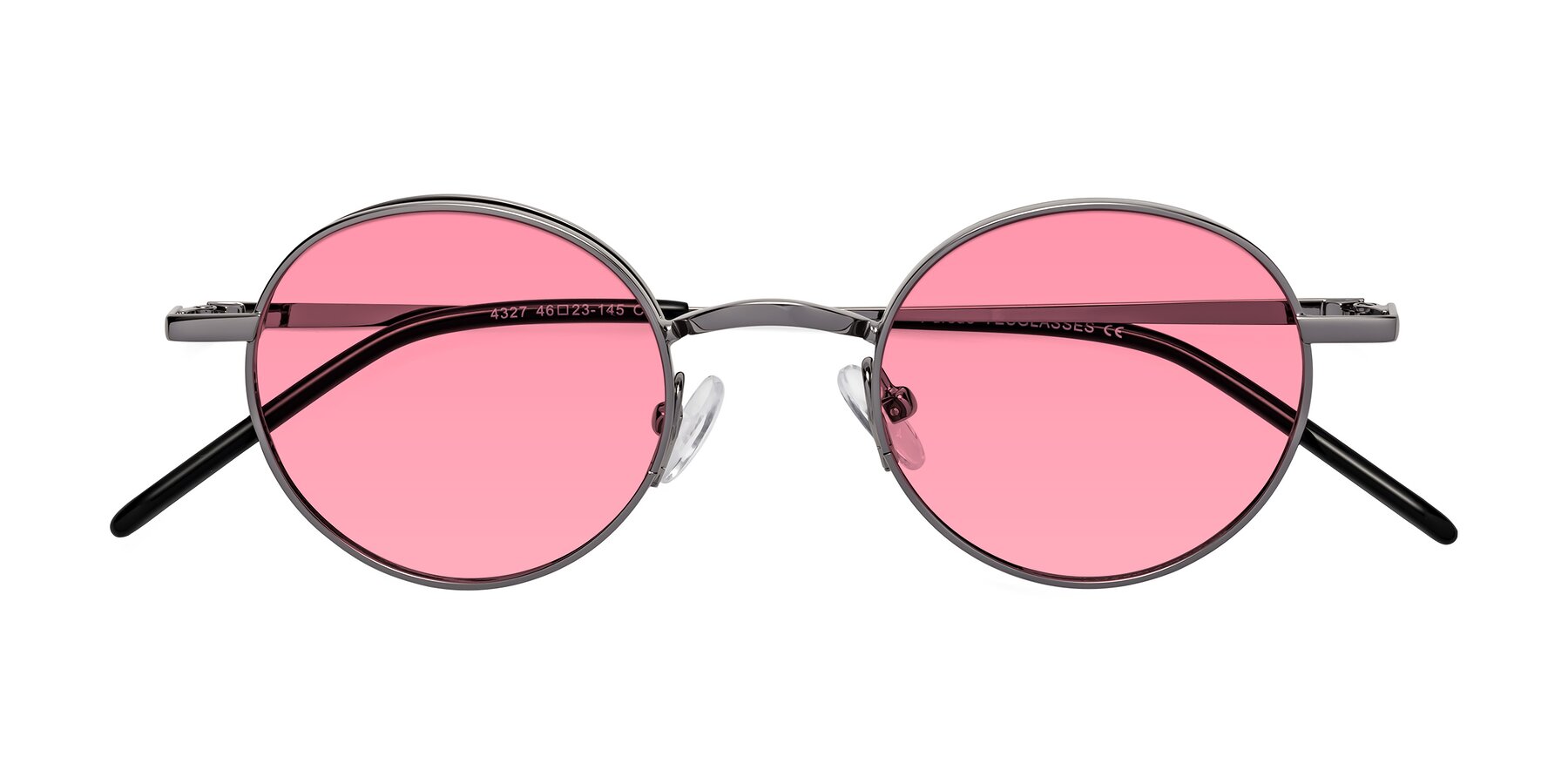 Folded Front of Pursue in Gunmetal with Pink Tinted Lenses