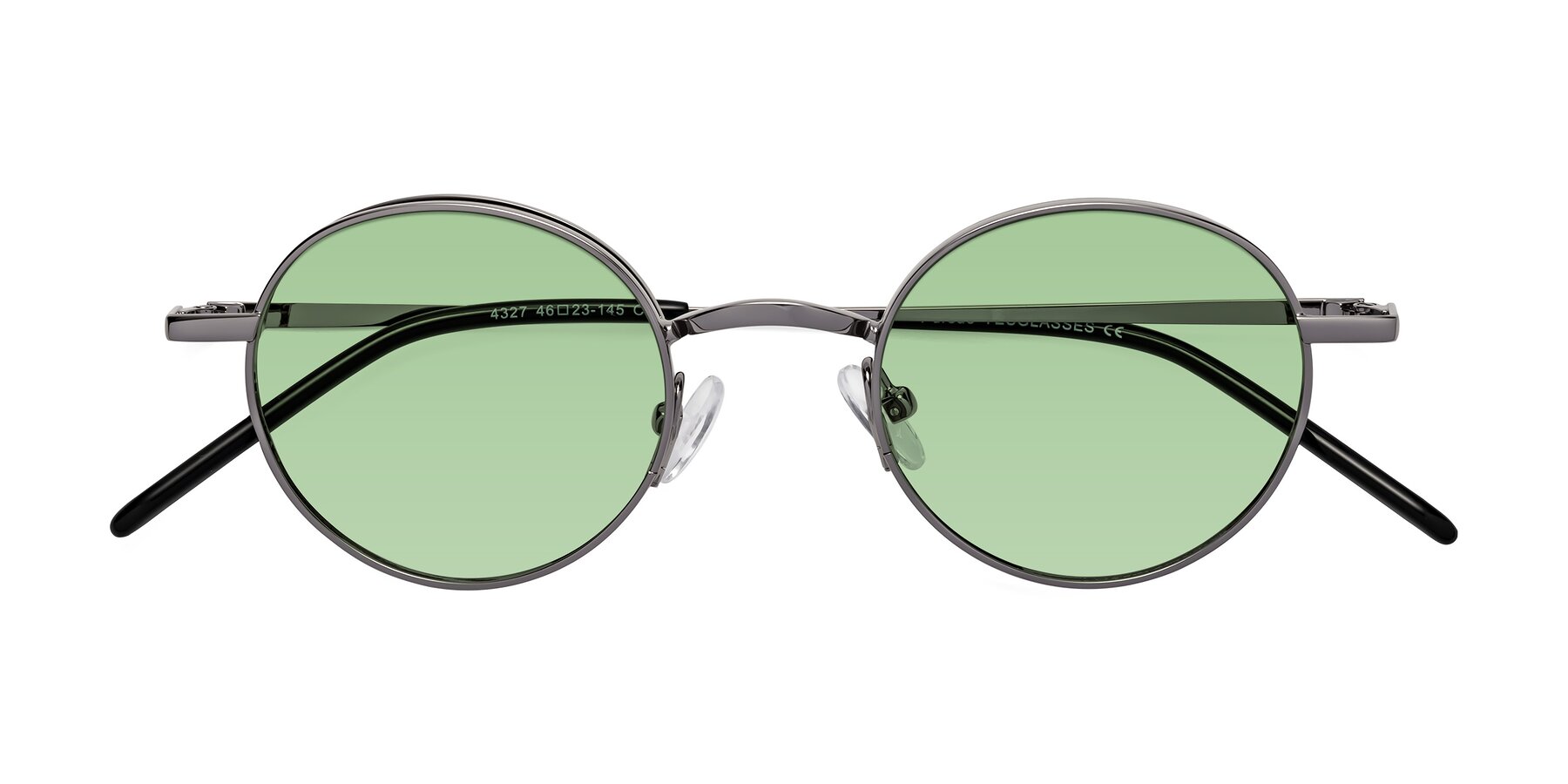 Folded Front of Pursue in Gunmetal with Medium Green Tinted Lenses