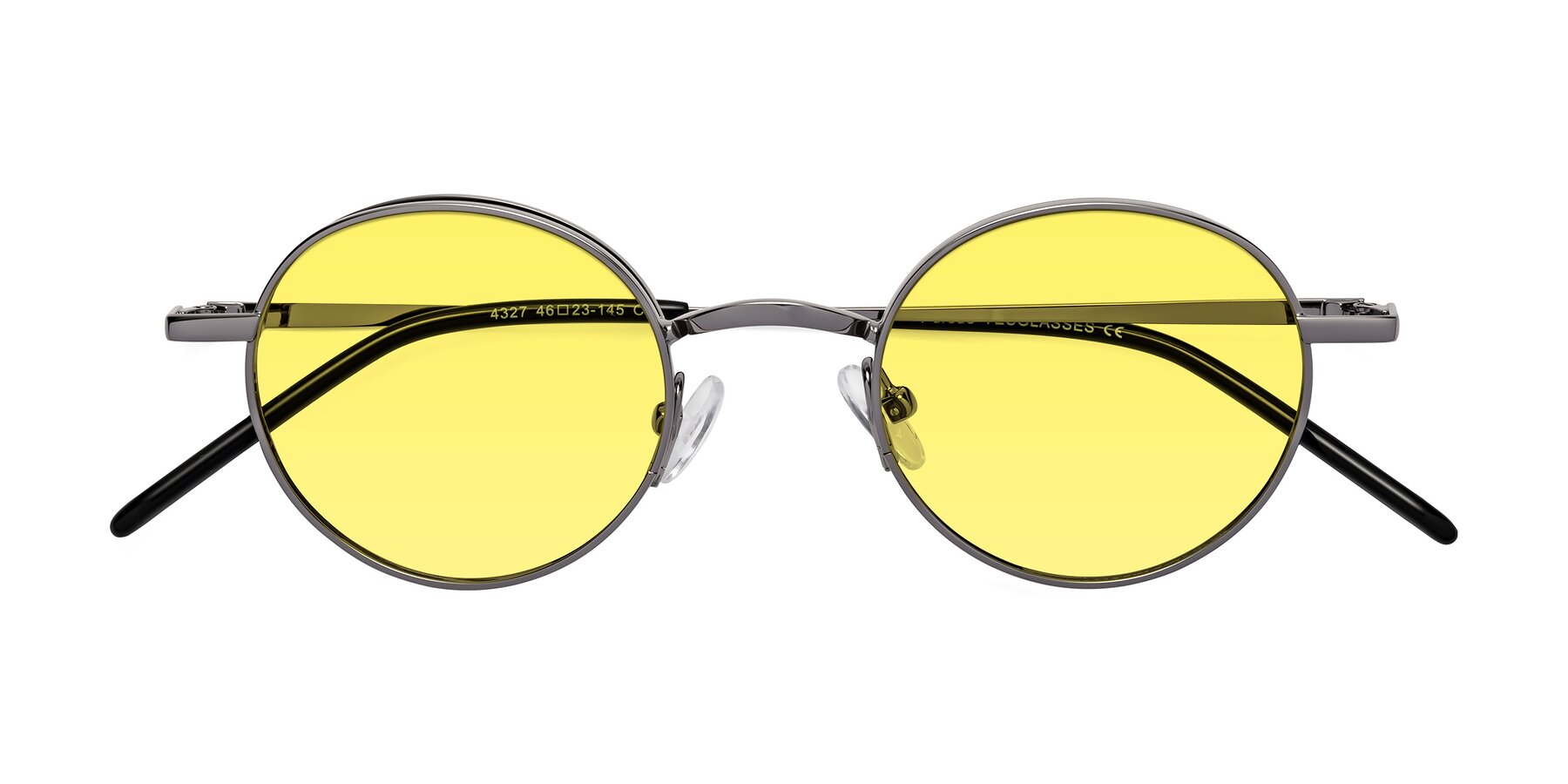 Folded Front of Pursue in Gunmetal with Medium Yellow Tinted Lenses