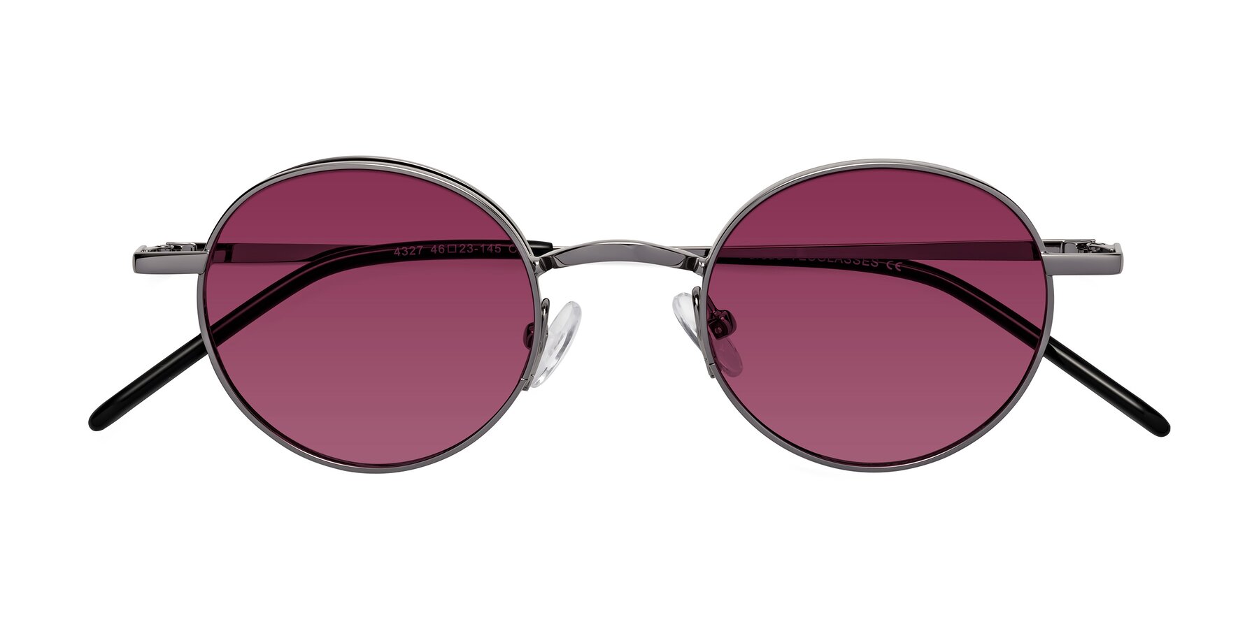 Folded Front of Pursue in Gunmetal with Wine Tinted Lenses