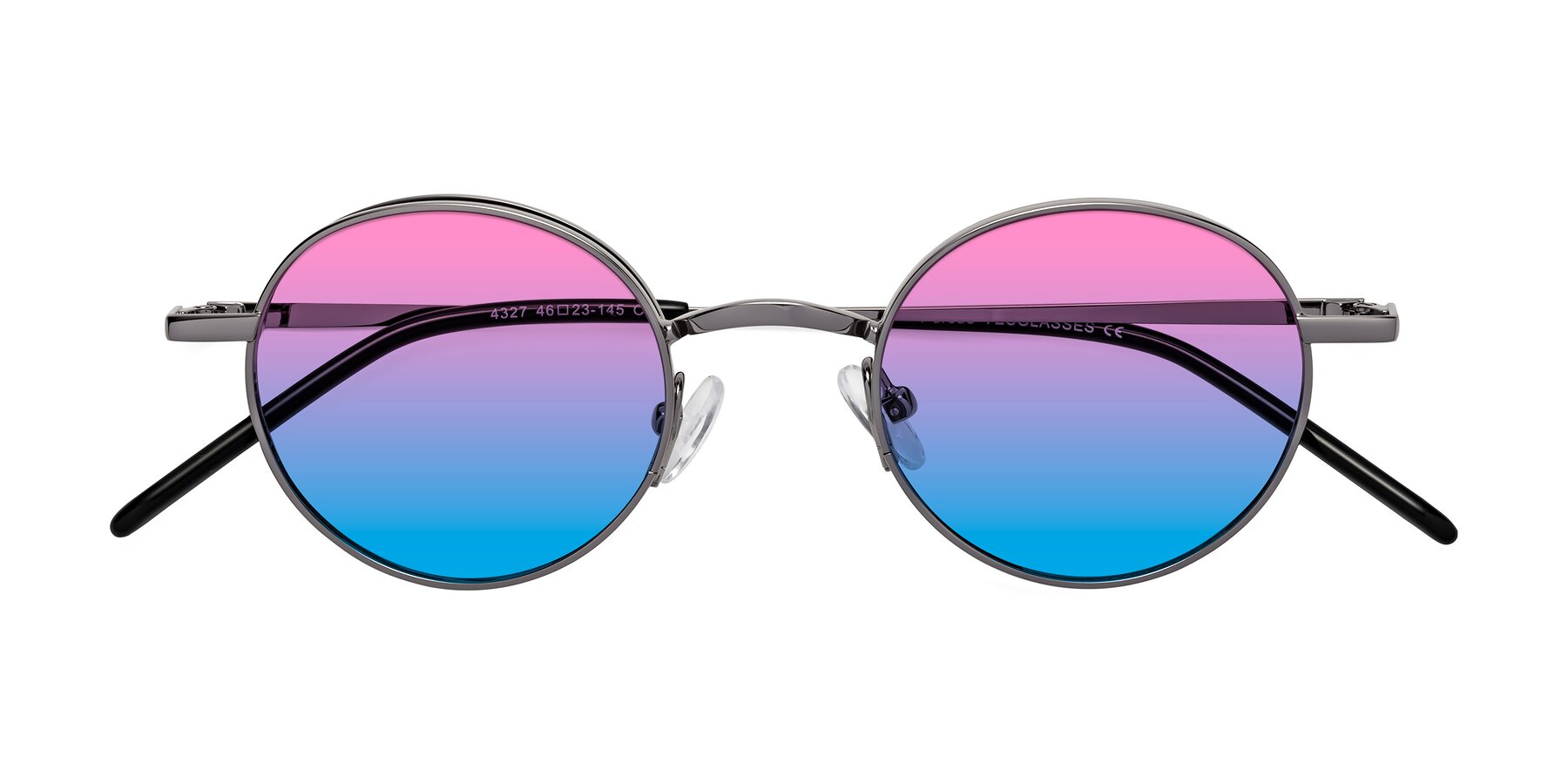 Folded Front of Pursue in Gunmetal with Pink / Blue Gradient Lenses