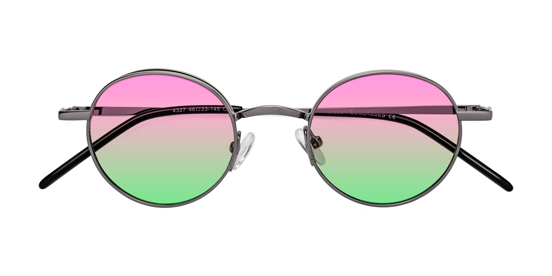 Folded Front of Pursue in Gunmetal with Pink / Green Gradient Lenses