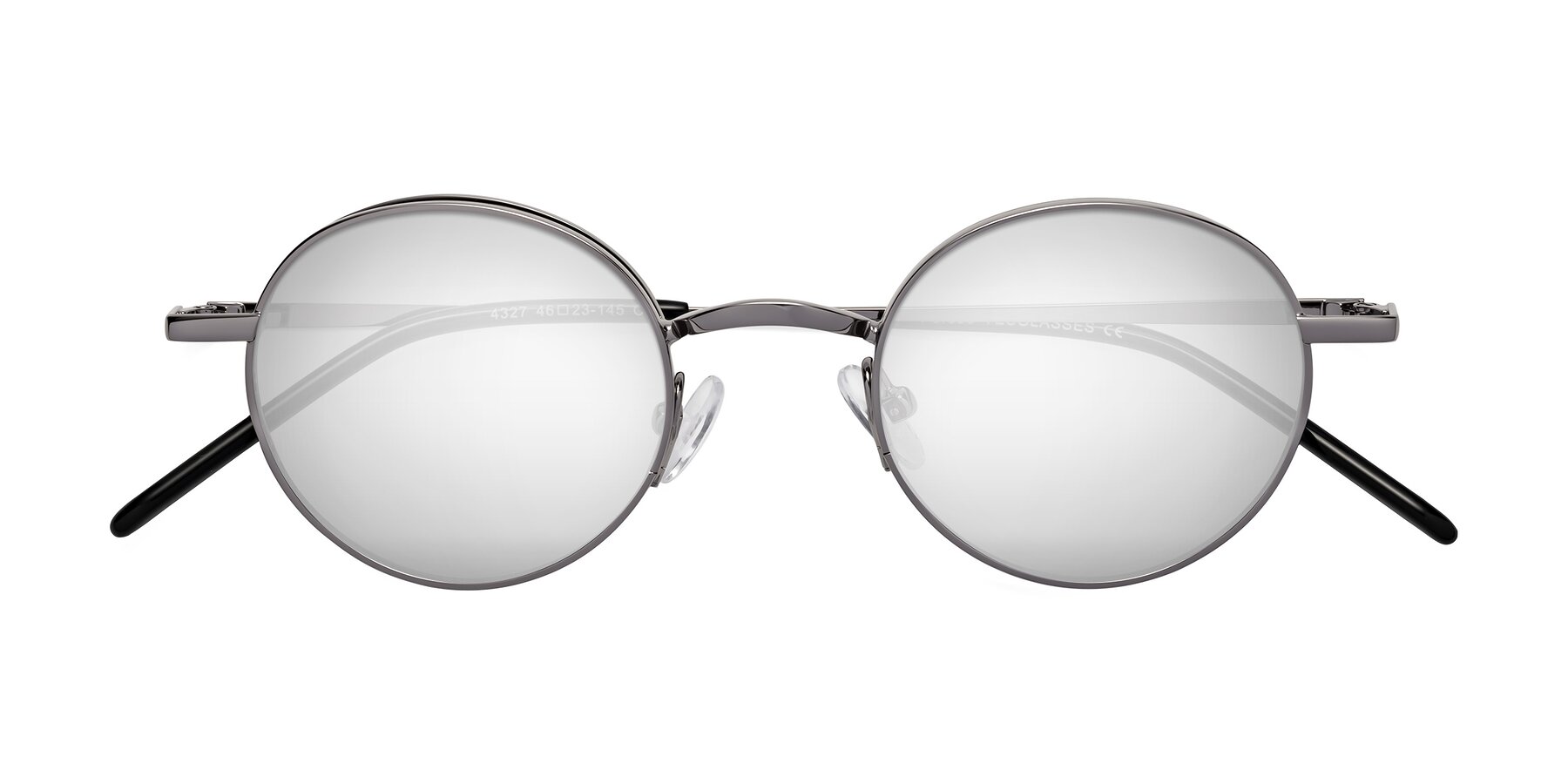 Round silver sunglasses silver mirrored lenses