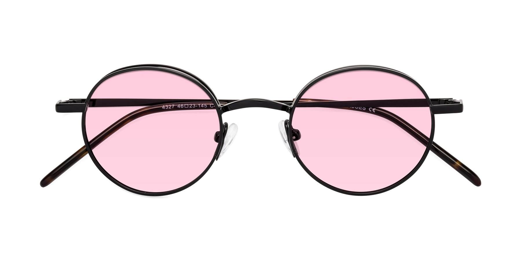 Folded Front of Pursue in Black with Light Pink Tinted Lenses