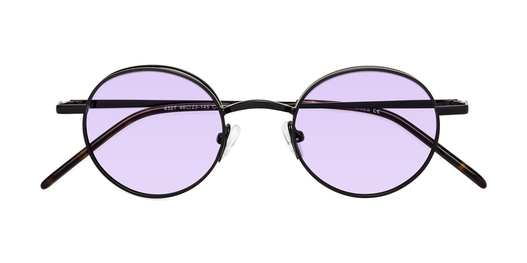 Folded Front of Pursue in Black with Light Purple Tinted Lenses