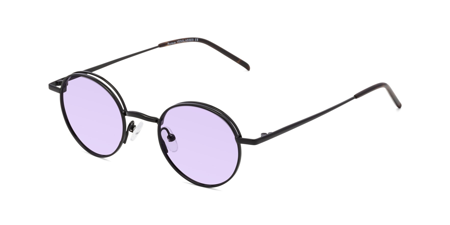 Angle of Pursue in Black with Light Purple Tinted Lenses