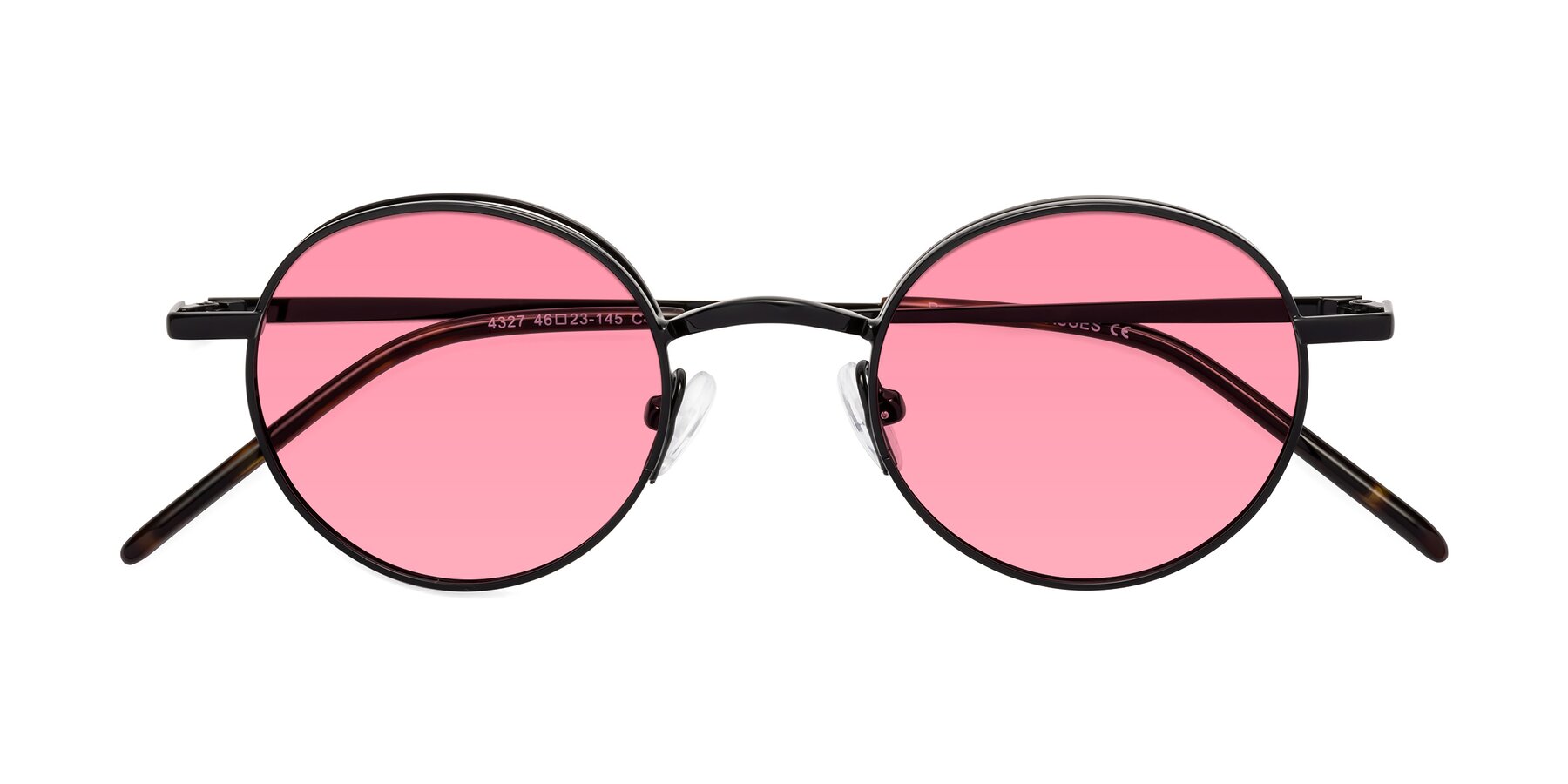 Folded Front of Pursue in Black with Pink Tinted Lenses