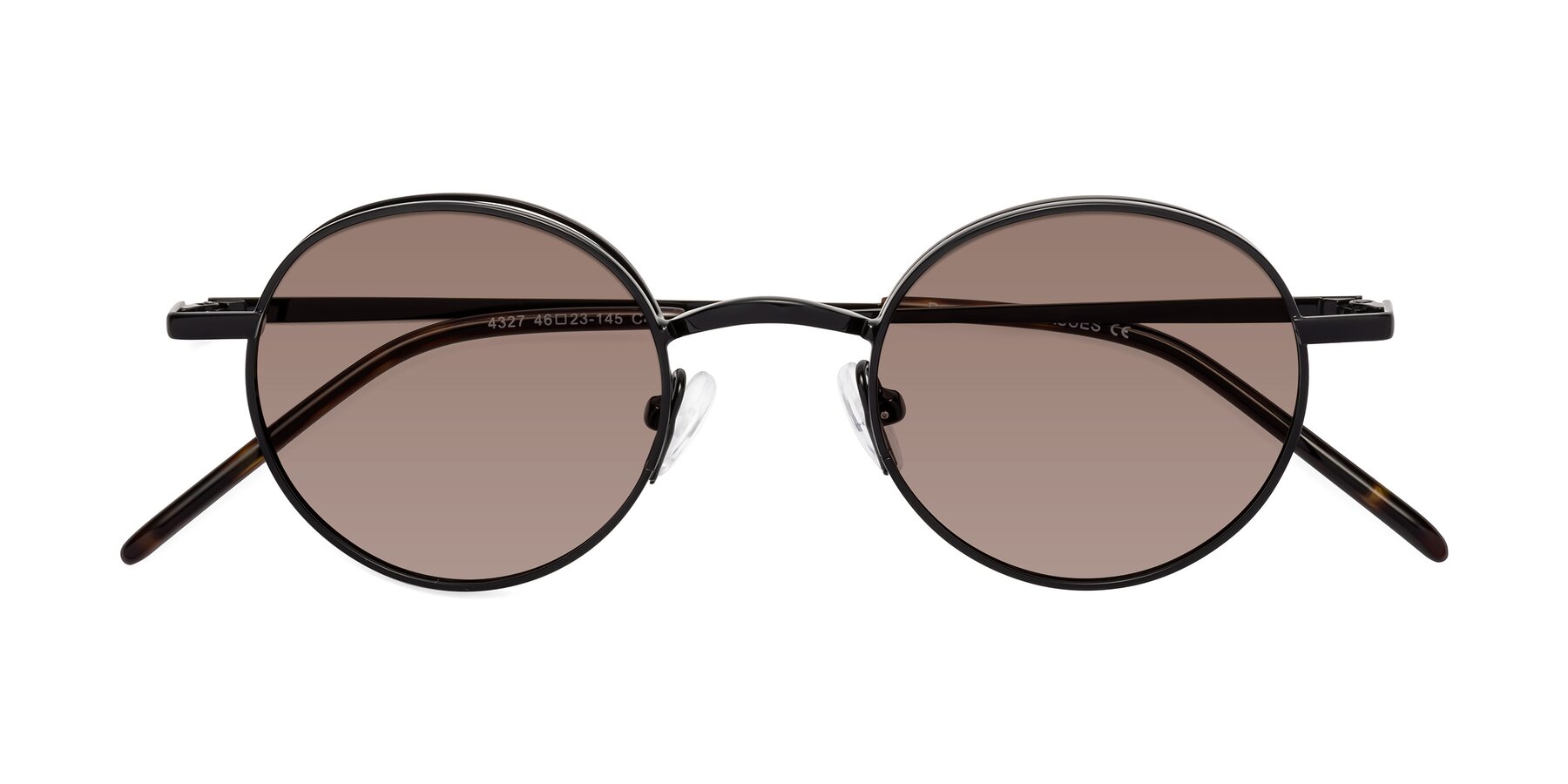 Folded Front of Pursue in Black with Medium Brown Tinted Lenses