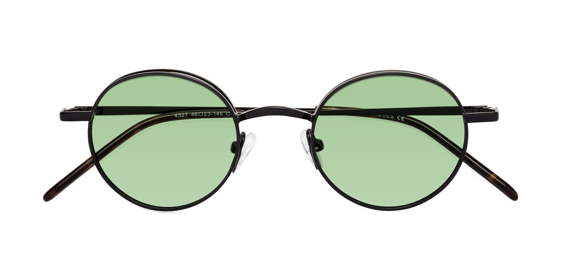 Folded Front of Pursue in Black with Medium Green Tinted Lenses