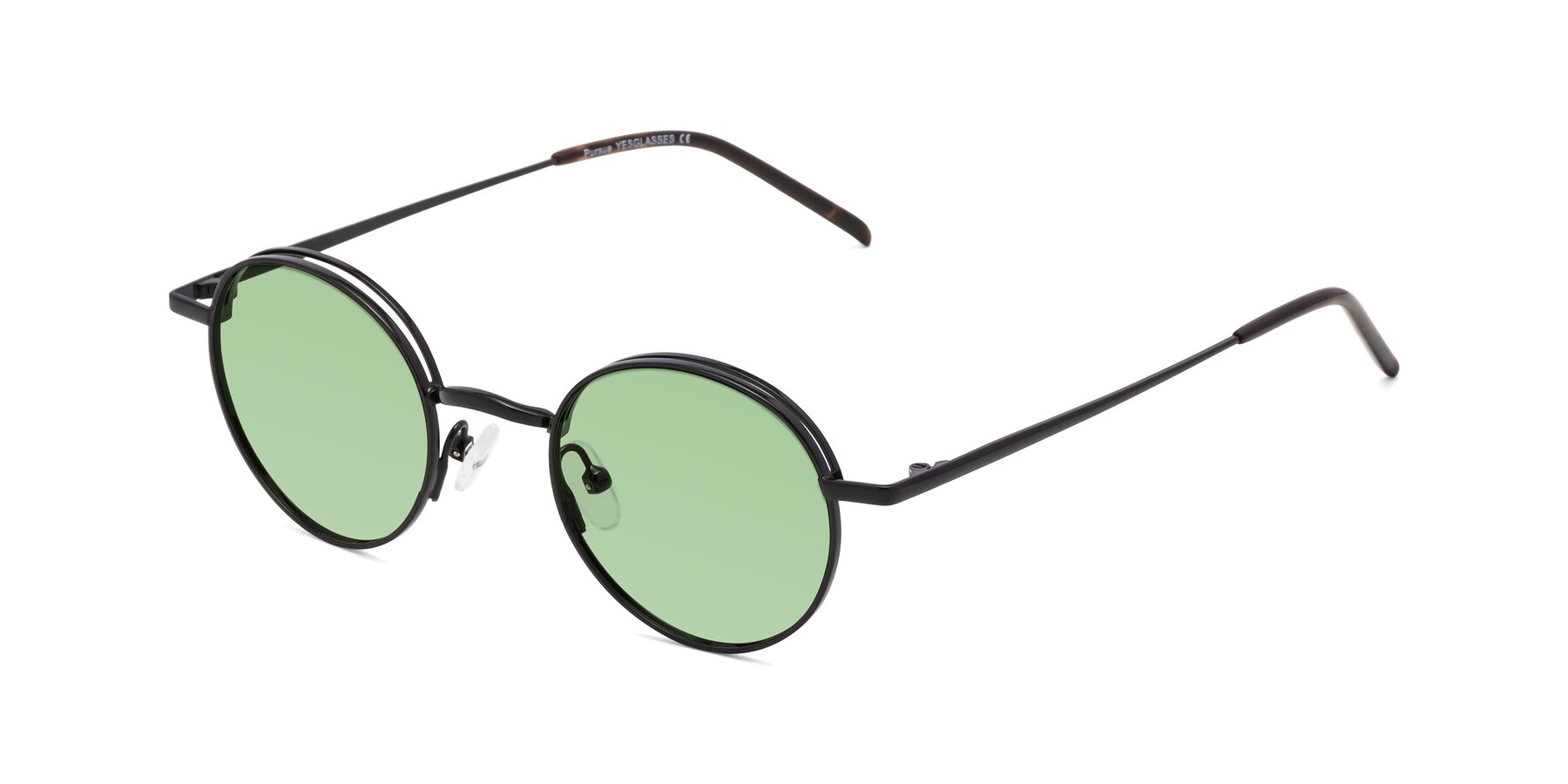 Angle of Pursue in Black with Medium Green Tinted Lenses