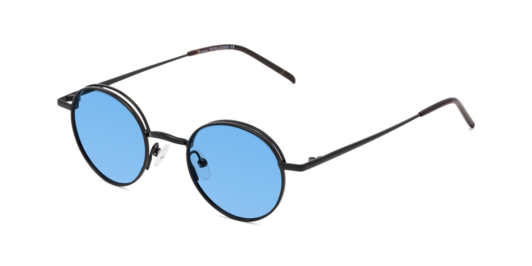 Angle of Pursue in Black with Medium Blue Tinted Lenses